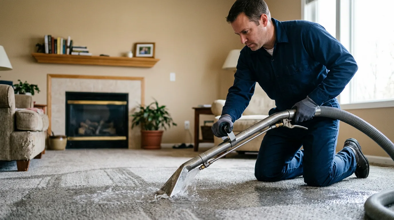 Water damage restoration technician working near Rudyard, MI